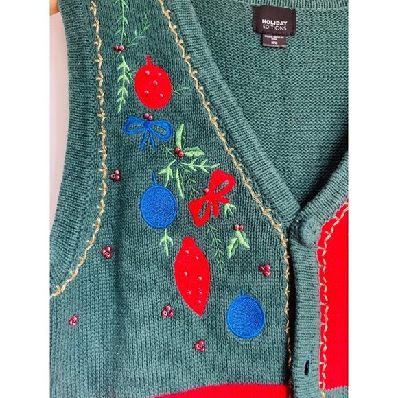 Holiday Editions Xmas Knit Vest/Sweater Sz M - Picture 2 of 4